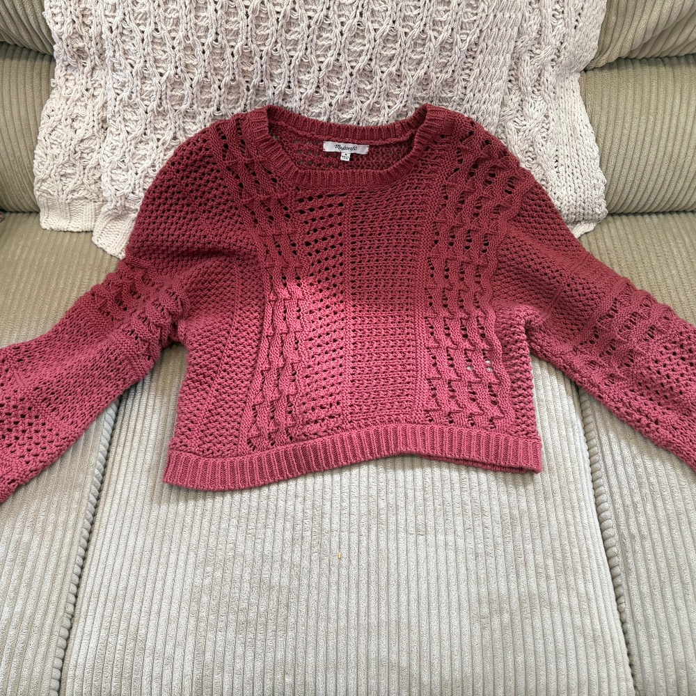 MADEWELL pink open weave sweater Medium